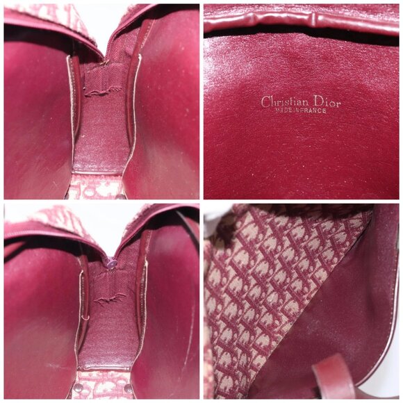 Christian Dior Trotter Canvas Hand Bag Red Gold Auth - Picture 14 of 15